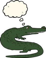 Obraz premium cartoon crocodile with thought bubble