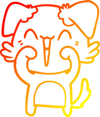 warm gradient line drawing happy little dog cartoon