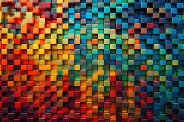 colorful background composed of various colored squares. Generative AI