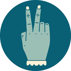 Obraz premium hand raising two fingers gesture icon