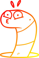 warm gradient line drawing cartoon surprised worm