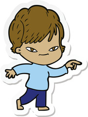 sticker of a cartoon happy woman