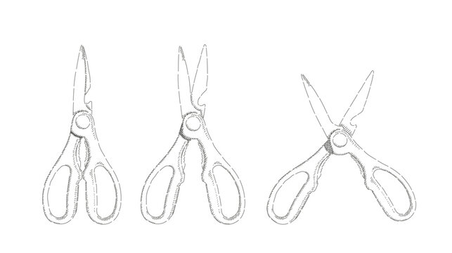 Dibujo bosquejo a mano de tijera