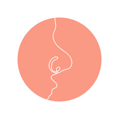 Single one line drawing nose anatomy. Human organ illustration. Medical concept.