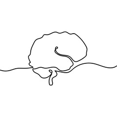 Fototapeta premium Single one line drawing brain anatomy. Human organ illustration. Medical concept.