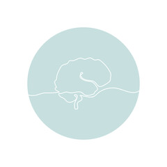 Single one line drawing brain anatomy. Human organ illustration. Medical concept.
