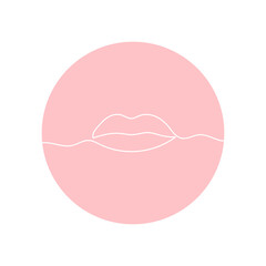 Single one line drawing lips anatomy. Human organ illustration. Medical concept.