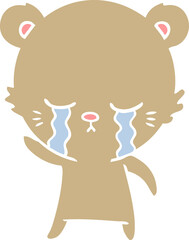 crying flat color style cartoon bear