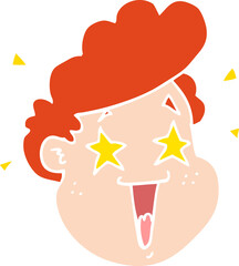 flat color style cartoon happy face