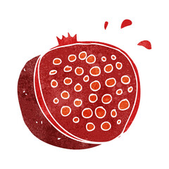 retro cartoon pomegranate