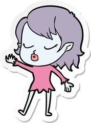 sticker of a cute cartoon vampire girl