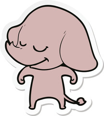 sticker of a cartoon smiling elephant