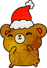 christmas textured cartoon of kawaii bear
