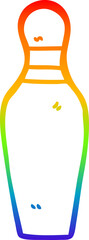 rainbow gradient line drawing cartoon bowling pin