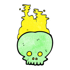 textured cartoon steaming skull