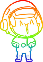 rainbow gradient line drawing happy cartoon astronaut