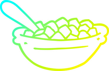 cold gradient line drawing cartoon cereal bowl