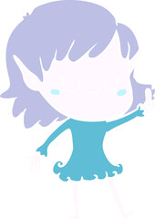 happy flat color style cartoon elf girl
