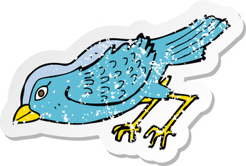 retro distressed sticker of a cartoon garden bird