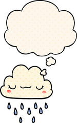 cartoon storm cloud and thought bubble in comic book style