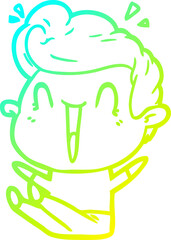 cold gradient line drawing cartoon excited man