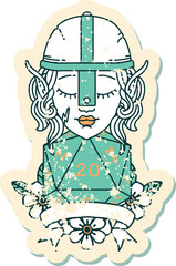 elf fighter with natural 20 dice roll illustration