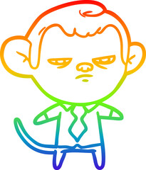 rainbow gradient line drawing cartoon monkey
