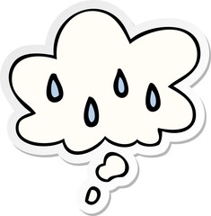 cartoon rain and thought bubble as a printed sticker