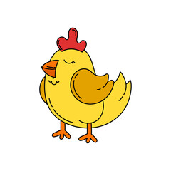 Chicken doodle Vector color illustration isolated on a white background