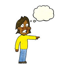 cartoon surprised man with thought bubble