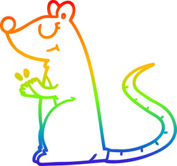 rainbow gradient line drawing cartoon white mouse