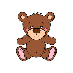 Doodle bear Vector color illustration isolated on a white background