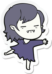 sticker of a cartoon undead vampire girl dancing