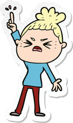 sticker of a cartoon angry woman