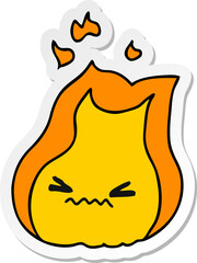 sticker cartoon of cute kawaii fire flame