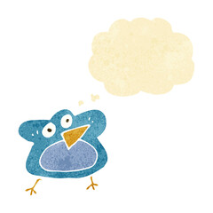 funny cartoon robin with thought bubble