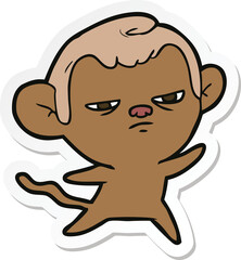 Obraz premium sticker of a cartoon annoyed monkey