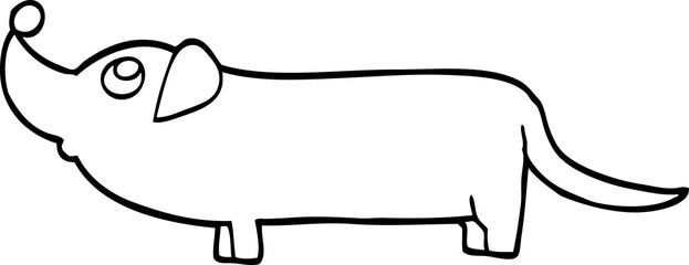 black and white cartoon dachshund