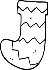 line drawing cartoon christmas stocking