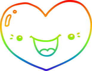rainbow gradient line drawing cartoon love heart character
