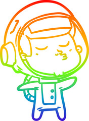 rainbow gradient line drawing cartoon confident astronaut