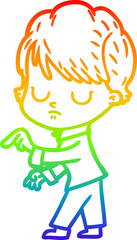 rainbow gradient line drawing cartoon woman