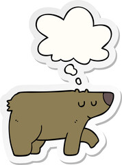 cartoon bear and thought bubble as a printed sticker