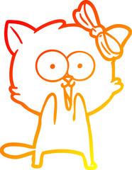 warm gradient line drawing cartoon cat
