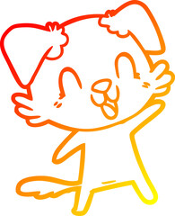 Fototapeta premium warm gradient line drawing laughing cartoon dog