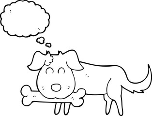 Obraz na płótnie Canvas thought bubble cartoon dog with bone