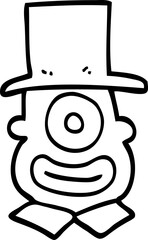 line drawing cartoon cyclops in top hat