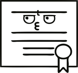 line drawing cartoon graduation diploma