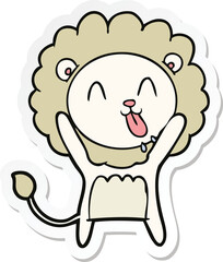 sticker of a happy cartoon lion