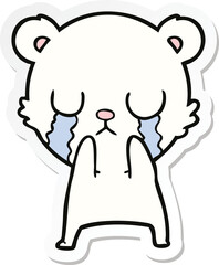 sticker of a crying polar bear cartoon